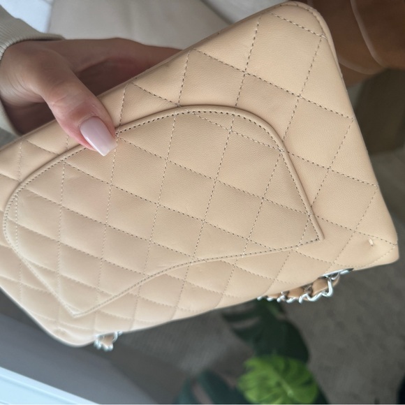 Chanel Small Classic Double Flap Beige Clair Lambskin Silver Hardware - Picture 5 of 10